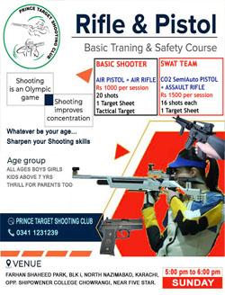 Target Shooting Sport Club in Karachi, precision shooting, tactical shooting trainging with CO2 pistols, Airguns, Air Rifles in outdoor shooting range in Karachi